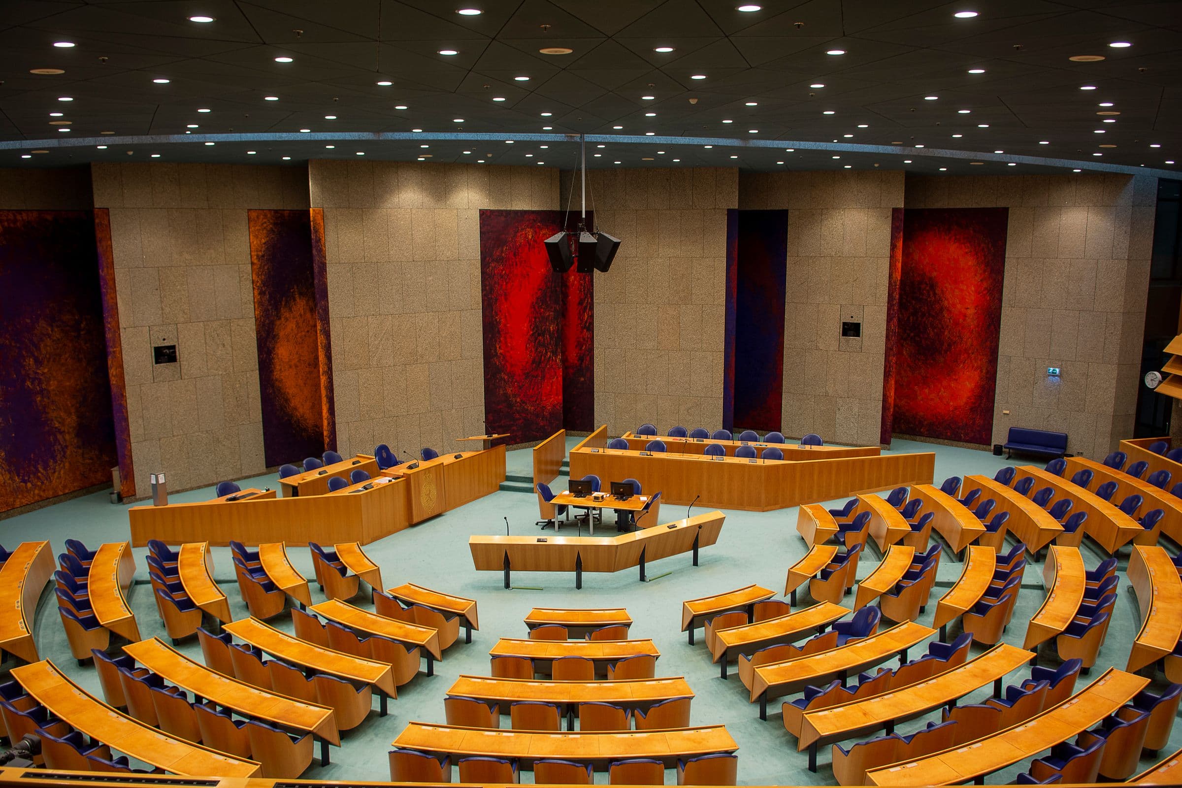 The chamber of a national parliament, seen from above